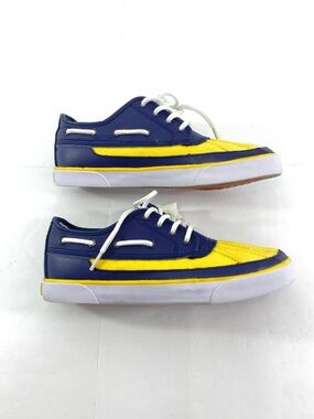 Polo Ralph Lauren Men’s EM Park Stone Low Size 7 1/2 Navy Blue Yellow Sneakers